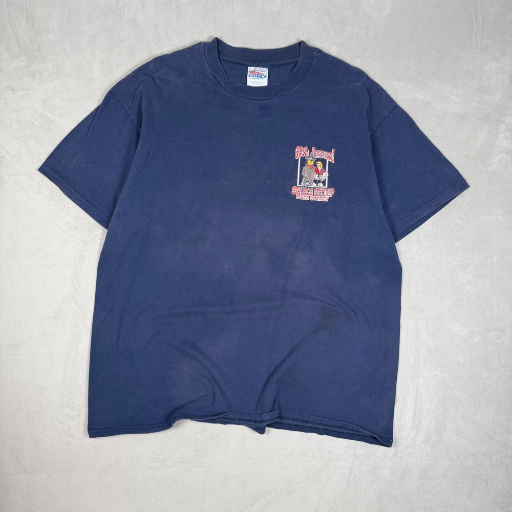 90s Mens Hanes Beefy-T Delta Upsilon Nebraska Stable Stomp Graphic Tee XL
